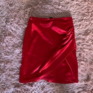 Silk mini red skirt
